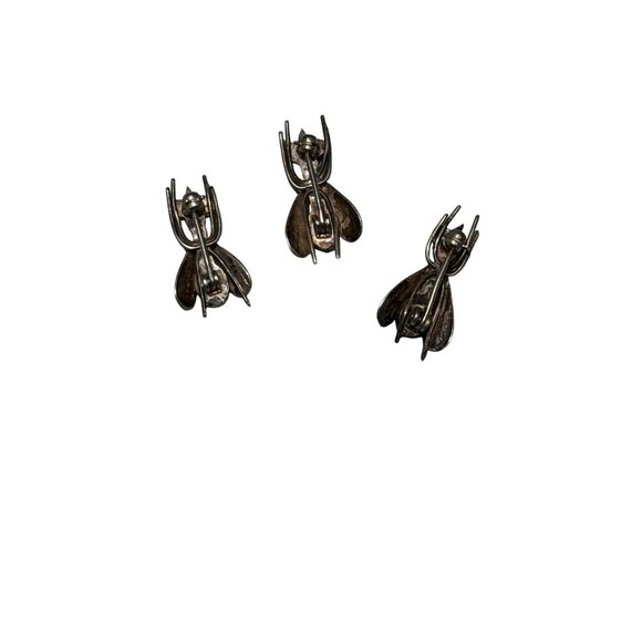 Rare Vintage Sterling Silver Fly Brooch Set Turquoise Eyes & Body Handmade Insec - Picture 4 of 7